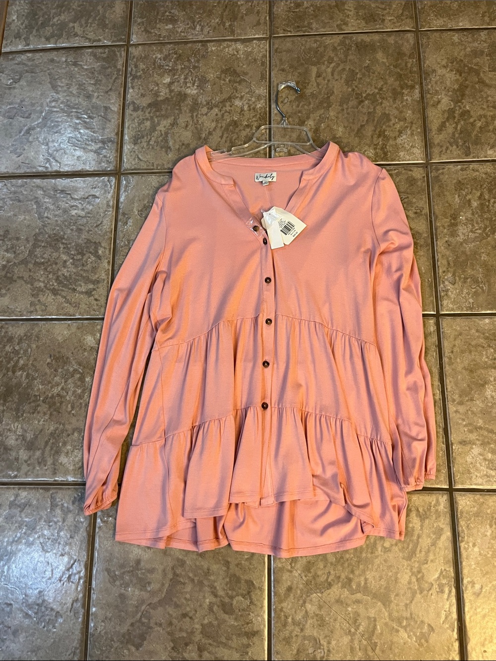 Wonderby Tiered Button-Front Tunic Size XL